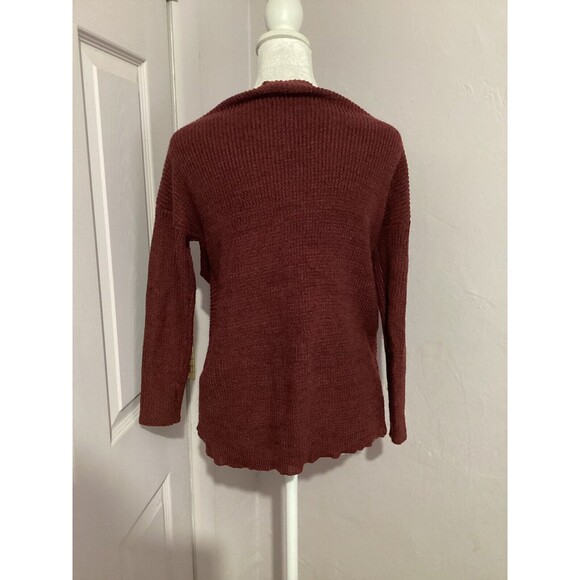 Astr The Label Burgundy Red Wrap Front Knit Long Sleeve Blouse XS - Picture 3 of 5